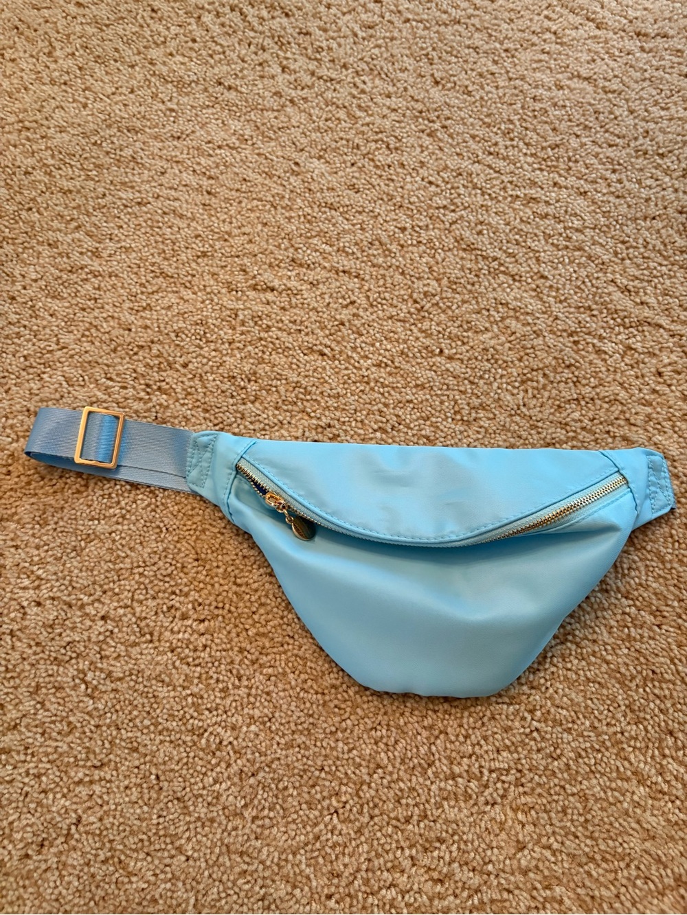 Simply Southern Light Blue Crossbody Waist Bag with Gold Zipper
